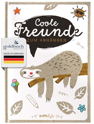 Goldbuch Livre des Amis, Paresseux, 88 Pages illustrées, DIN A5, Impression d'art laminée, Gris/Blanc, 43580
