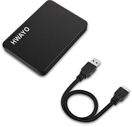 Hwayo hard disk esterno portatile ultra slim 6,3 cm USB 3.0 HDD Storage per PC, desktop, laptop, macbook, Chromebook, Xbox One Nero opaco 500GB