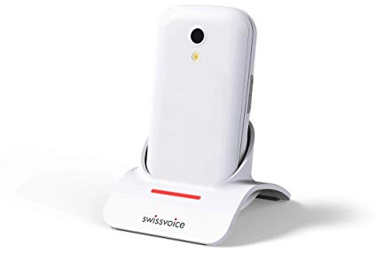 Swissvoice S24 White Big Button Mobile Phones for Elderly - Simple Mobile Phone with Charging Dock - Non Smart Mobile Phones - Flip Phones for Elderly