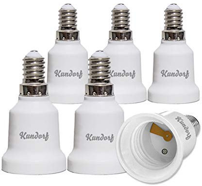 Kundorf 6 Stück E14 auf E27 Adapter E14 zu E27 Lampensockel Lampenfassung Adapter Konverter E14 auf E27 Fassung für LED Halogen Energiespar Lampen weiß