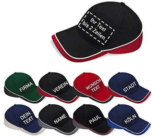 Personalisierte Teamwear Cap – Basecap mit hochwertiger Stickerei – individuell mit Namen oder Wunschtext (bis 2 Zeilen) bestickt – Unisex Baumwoll-Kappe mit Klettverschluss – Sport, Beruf & Verein