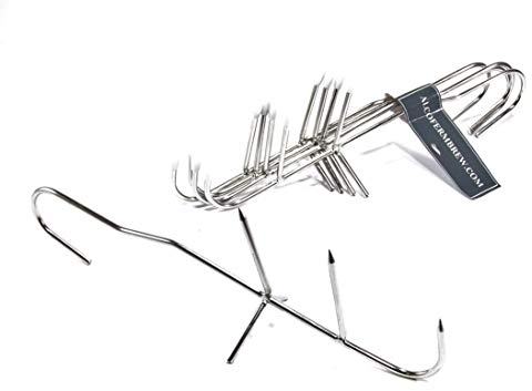 AlcoFermBrew 5 x Räucherhaken -V- zum Fische - Die Haken mit 3 Spitzen und Spreize - Edelstahl
