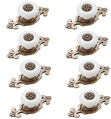 Zasiene Pomos y Tiradores Vintage 8 Piezas de Polímero para Armarios, Gabinetes de Cocina y Muebles - Estilo Vintage con Tornillos y Accesorios