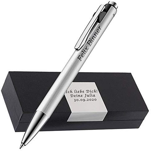 Pelikan - Kugelschreiber Farbe Silber mit Gravur als Geschenk & Wunschsymbol Geschenkverpackung Snap Metallic Silber PS44