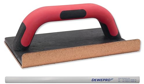 DEWEPRO® Hartmetall-Schleifbrett aus Wolfram Karbid mit abgewinkelter Seite und 2-Komponentengriff - Körnung K60 - geeignet zum Anrauen von Mauerwerken u.ä. - inkl. 1 St. DEWEPRO Bleistift
