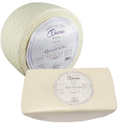 QUESOS LA ALDEA | Queso Artesano de Cabra Tierno | De leche pasteurizada de cabra | Queso Castilla-La Mancha para ensalada, tapas y cocina | Perfecto para Pack quesos gourmet (medio queso de 1.5 kg)