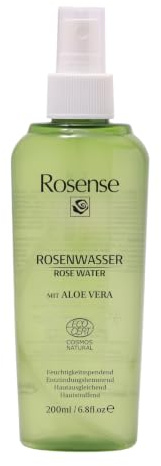 Rosenwasser Spray 200ml mit Aloe Vera Gesichtswasser Toner After Sun Setting Spray Gesichtspflege – ECOCERT Naturkosmetik von Rosense, vegan & dermatologisch bestätigt, ohne Zusatz von Alkohol