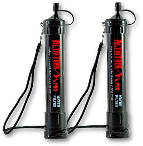 ALTAITREK PRO Paille filtre eau | Appareil purification filtrante | Utile pour les urgences et survie, activités plein air, camping, randonnée | Purificateur | Élimine 99% des bactéries | Deux pièces