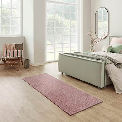 Carpet Studio Maine Teppich Läufer Rosa, Läufer Flur 80x250cm, Kurzflor Teppiche, Küchenläufer, Wohnzimmerteppich, Bettvorleger Schlafzimmer