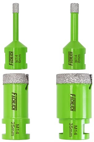 FACHLICH Diamond Core Drill Bits Set - 6/8/25/35mm Tile Hole Saw Cutter M14 Connection for Tile Porcelain Granite Marble