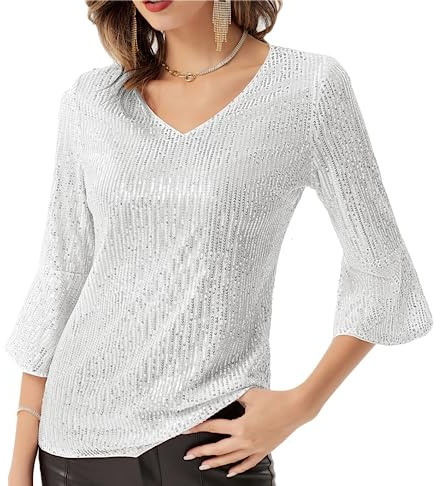 GRACE KARIN Damen Glitzer Oberteile Damen Party Pailletten Oberteil CL1559-03_00M