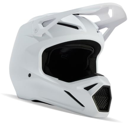 Fox Racing V1 Solid Helmet mit MIPS-Technologie, herausnehmbares Innenfutter, Gute Belüftung, Schutz & Komfort für MX & Offroad, Matte White, Größe: M