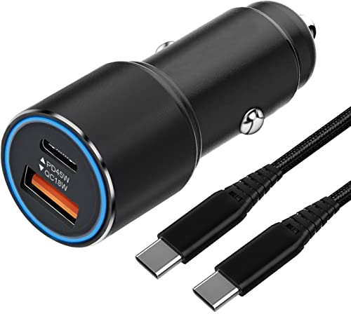 Chargeur Allume Cigare USB C,45W Chargeur Voiture et Cable pour Samsung Galaxy S24/S24 Plus/S25 Ultra/S25/S25+/S23 FE/S22 S21/A55 5G/A56 A25 5G/A35 5G/A54 5G/A53 A52 A52S A34 A36 A33 A23 A14 Rapide