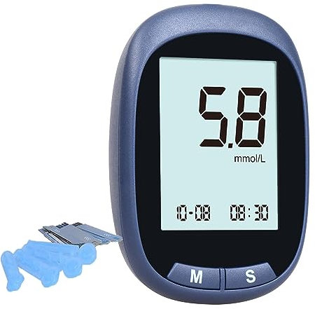 Kit per il monitoraggio della glicemia, kit per il test della glicemia con display LCD portatile con 50 strisce per il test del sangue, 25 aghi, nessuna programmazione, kit per il test del diabete aut