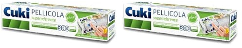 Cuki Pellicola Superaderente - 300 Metri - Con Taglierina Scorrevole - 1 Confezione (Confezione da 2)