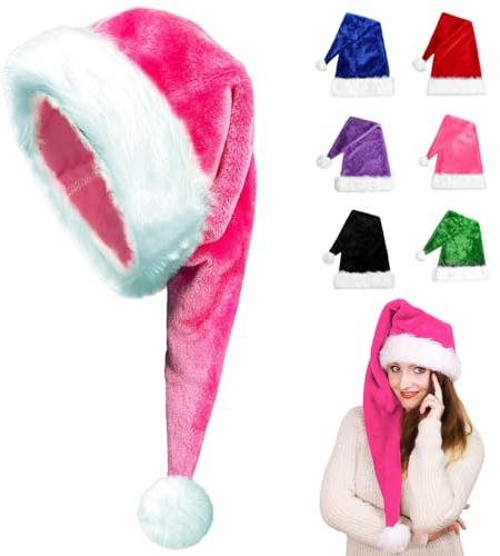 Weihnachtsmütze Nikolausmütze Kinder Plüsch,38cm Plüsch Nikolausmütze mit doppeltem Samt für Weihnachtsfeiern,Bequemes Dicker Klassischer Nikolausmütze für festliche Partys im neuen Jahr