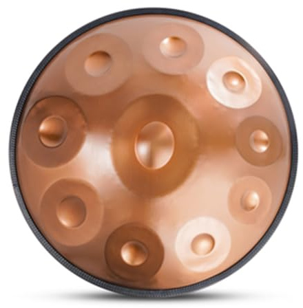 Handtrommel Gold Steeldrum Handpan Heilendes Musikinstrument Mit Handpan-Ständer Drum Bag Percussion Handpan Drum Tamburo für persönliche Meditation, Yoga (Color : Gold 440Hz, Size : 10 notes)