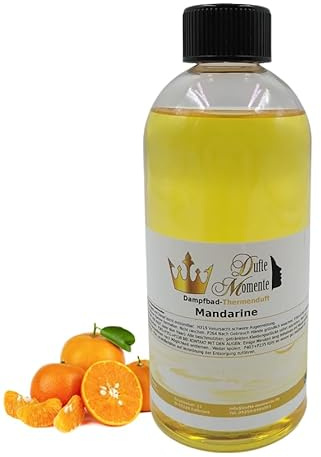 Dufte Momente Dampfbad Duftkonzentrat Mandarine 500ml – naturreine ätherische Öle – fruchtig & harmonisierend – für Dampfbäder, Verdampferanlagen & Dampfduschen – vegan & Made in Germany