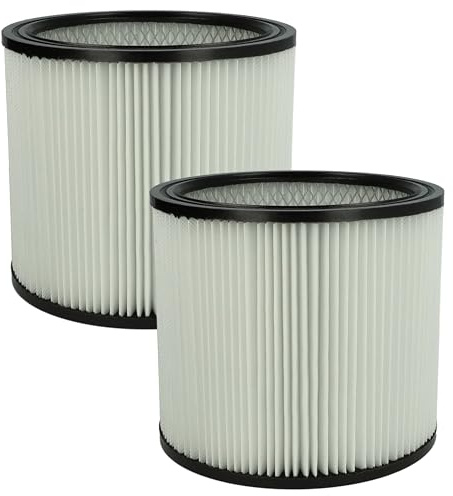 vhbw 2x Faltenfilter kompatibel mit ShopVac Pump Vac 45 Staubsauger | Patronenfilter Schwarz Weiß Abwaschbar