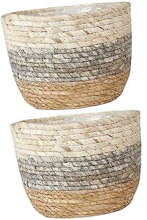 Milisten 2St Blumenkorb kleine Kerzenhalter pflanzenkübel blumenbank ablagekörbe Blumenvase Phyto geflochtene Blumenkörbe Desktop-Strohkörbe Rattan Dekorationen Topfpflanze Gewobener Korb