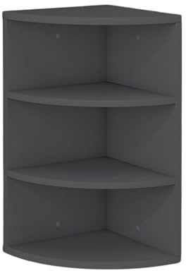 Coemo Eckregal Corner 60, 30x30x60 cm, Anthrazit, Bücherregal 3 Fächer | Eckregal stehend, aus Holz schmal, Eckwandregal, der ideale Platzsparer für deine Ecke, Ob kunstvolle Dekorationen, buchregal