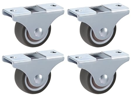 LIKERAINY Tysta TPR-hjul Ø 50 x 18 mm med Fästplatta Hjul av Gummi utan Broms Ersättning för Möbelhjul Lastkapacitet 100kg Grå Paket om 4
