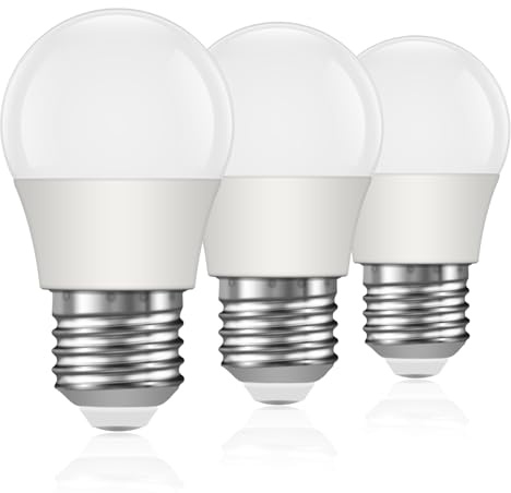 Ddlisu E27 Edison Screw Bulb, G45 Golf Ball LED Bulbs, 5W E27 Energy Saving MiNi Ball Light, 450LM LED Lamp, 2700K Warm White Day Light Round Frosted Light Bulb,40W Equivalent, Non-Dimmable, 3 Pack