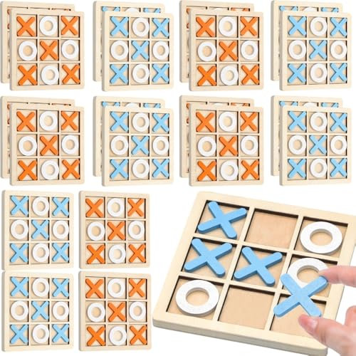 20 PCS Mini Juegos Tres en Raya, Regalos Cumpleaños Niños Colegio, Detalle Cumpleaños Infantil para Invitados, Alumnos Primaria, Madera Suave, Envase Individual para Regalos, Pack 20 Juegos 3 en Raya