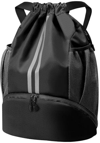 Turnbeutel mit Kordelzug,Wasserdicht Sportrucksack,Große Sportbeutel mit Schuhfach,Kapazität Sporttasche,Verstellbar Gymsack,Fußballtasche,Sports Rucksack für Damen Herren