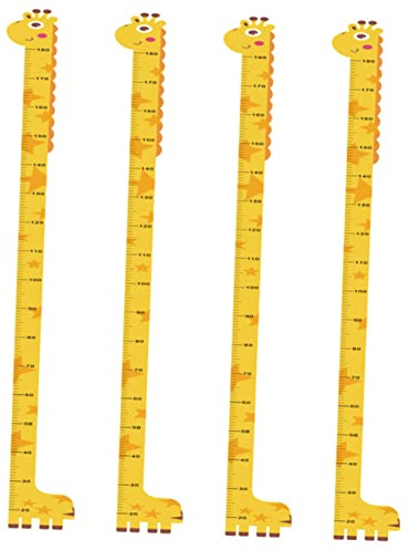 Wandaufkleber mit Größenmesstabelle 4 Stück aus Pvc Gelb | Abnehmbare Kinderzimmerdekoration, Cartoon Motiv mit Höhenmessung, für New Year und Halloween
