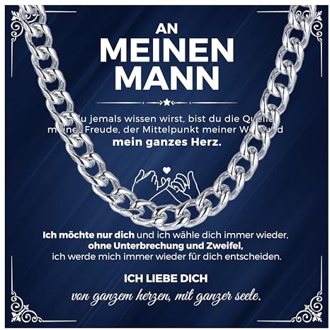 XUANPAI Herren Halskette Silber – Kubanische Edelstahl Kette 6mm 45cm, Hip-Hop Schmuck für Männer