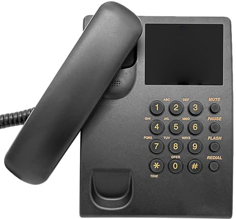 Fazvncv Téléphone fixe filaire de base pour personnes âgées - Téléphone domestique analogique avec rappel maintenu - Petit téléphone mural de bureau