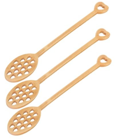 Alipis 3pezzi Cucchiai Legno per Eleganti Bastoncini per Mescolare Sciroppo e Utensili Versatili per FESTIVITÀ e Uso Quotidiano