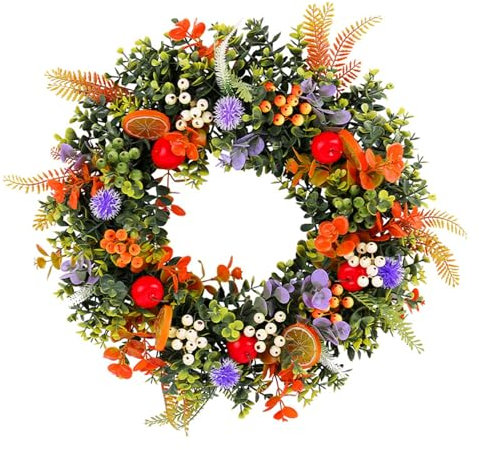 45 cm langer Kranz mit Früchten, künstlicher Frühlingskranz für Haustür, Hochzeit, Garten, Dekorationen