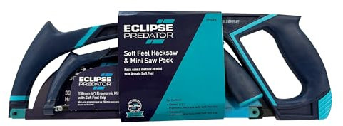 Eclipse Professional Tools EPH2PS Soft-Feel Hacksaw (12) and Mini Saw (6) Set - Metal Cutting Ergonomic Comfort Grip Hand Saw Bundle for Multiple Applications with Quick Blade Change Mechanisms