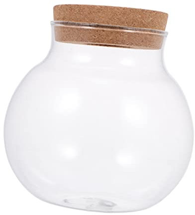 Toddmomy Glasflasche Fisch und Pflanzenbehälter mit Deckel Mikrolandschaftsflasche aus Glas Dekoratives Zartes Pflanzenterrarium für Wohnzimmer und Badezimmer