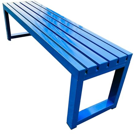 Stahl Gartenbank Lamellen, Sitzbank Wetterfest 2-Sitzer für Hof, Garten, Terrasse, Balkon(Blau,120x40x45cm)