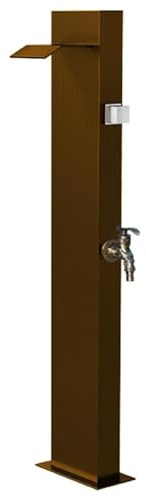 DLAZUM Fontana da Esterno in Acciaio Inossidabile, Rubinetto da Esterno antigelo con Rubinetto di Scarico a Cascata, Colonna d'Acqua Quadrata da Giardino per Cortile di Fattoria,Brown