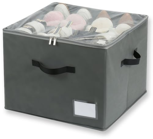 MEETOZ Shoe Storage Box, Large Shoe Box Storage Containers, Shoe Storage Organiser with Zipable Clear Cover, Space Saving Shoe Organizer for Wardrobe, for Bedroom, Entryway, Wardrobe