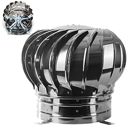 PLMNBQWE Tapa de Chimenea giratoria de Acero Inoxidable, Parte Superior del Ventilador de turbina, Tapa de Chimenea Multiusos, rotación del Viento, Duradera, para ventilación de Techo