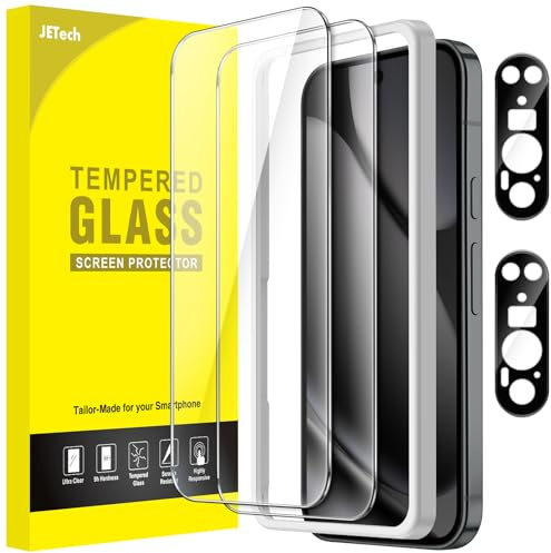 JETech Skärmskydd för Google Pixel 10 Pro med Kameralinsskydd, Enkelt Installation Verktyg, Kompatibel Fingeravtryckslåsning, Härdat Glasfilm, HD Klar, 2-Pack Vardera