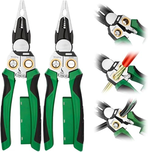 Upgrade 8 in 1 Wire Stripper with Voltage Tester,2026 NEW Multifunctional Heavy Duty Wire Stripping Pliers,Professional Wire Stripper Electrical Pliers for Cutting Pulling Scraping and Pressing (1)