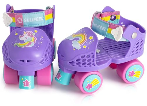 SULIFEEL Roulettes Quadruplées Réglables pour Enfants | Âge 3-5 ans, pour filles et garçons, confortable et sûr, facile à enfiler