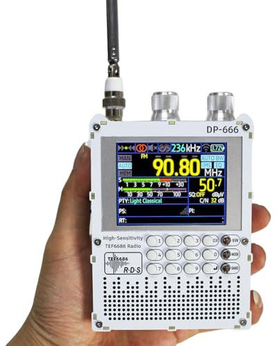 DP-666 TEF6686 - Radio DSP de banda completa - Pantalla táctil de 2,8 - Receptor digital AM/FM/LW/MW/SW-RDS de onda corta de alta sensibilidad - Batería de 5000 mAh - Actualización de firmware