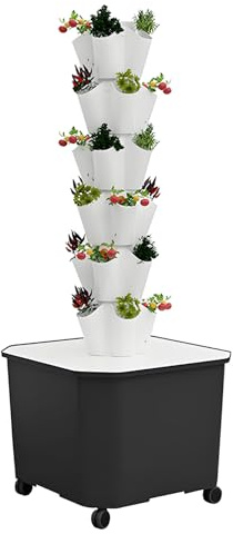 Memykoy Aeroponic Garden Tower for Herbs, Fruits and Vegetables,Hydroponics Growing System Kit,Vertical Hydroponic Tower Garden,Indoor Hydroponic Growing System Grey-6LAYERS