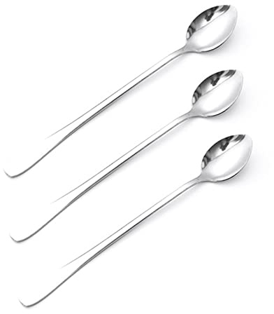 Cucchiaino da tè freddo con manico lungo da 3 pezzi, cucchiaini da cocktail in acciaio inossidabile per gelato al caffè per caffè, cocktail, gelato, cucchiaini da tè ghiacciati (Punta appuntita)