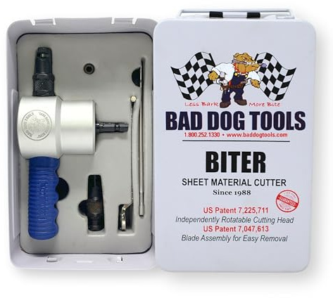 Bad Dog Biter TM Kit - Double Headed Nibbler | Patented Steerable Head, Includes 2 Steerable Heads (2) & HSS Blade, Spare HSS Blade & Cutting Head