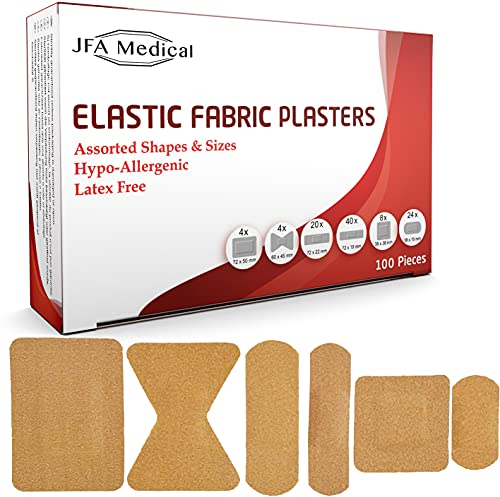 JFA Medical Fabric Assorted Plasters (6 Sizes) 100 Plasters per Pack