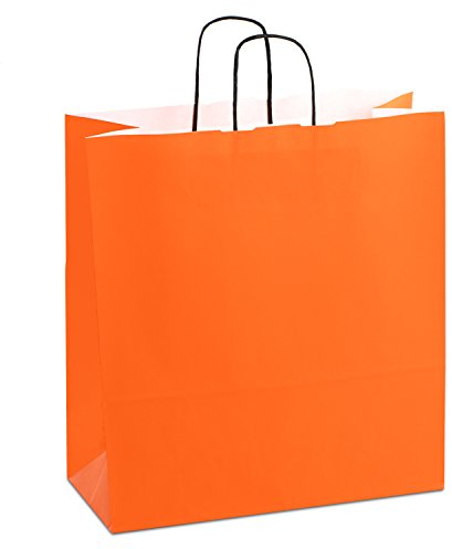 Papiertasche edel & stabil | 150 Stück orange 40+16x45 cm | Qualität aus deutscher Produktion | Tragetasche aus Papier | HUTNER