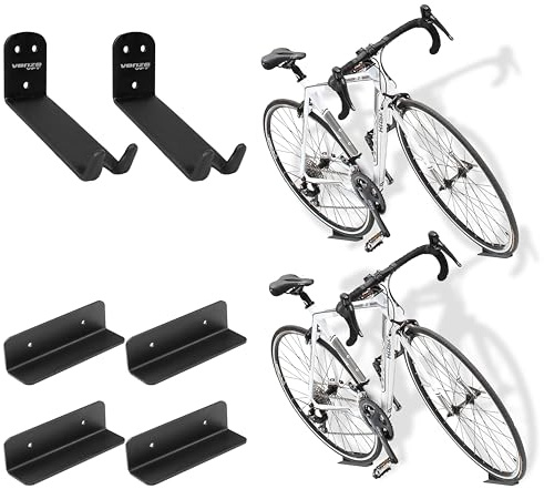 Venzo Fahrradpedal-Wandhalterung für den Innenbereich, Hakenhalterung, mit Reifenhalterungen, ideal für Garage und Schuppen (2)